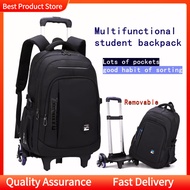 Trolley School Bag For Boy 6 Wheel Elementary And Junior Pull Rod School Bag Boy Waterproof Stair