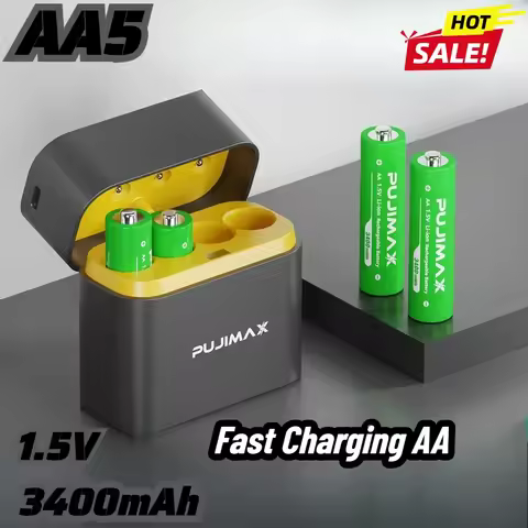 New Smart Flip 8 Slot AA5 Smart Fast Charging AA 1.5V 3400mWh Battery Volt Rechargeable Lithium Batt