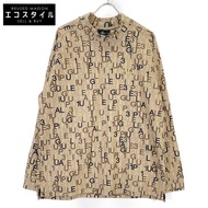 Uno Piu Uno Uguale Tre [GOLF] GRT234-POE519 เสื้อแขนยาวสีน้ำตาล คอปกสูง พิมพ์ลายโลโก้ทั้งตัว ตัดเย็บ