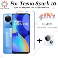 ฟิล์มกระจกเทมเปอร์4in1ลาย ForTecno Spark 10 2ชิ้น + ตัวป้องกันเลนส์กล้องถ่ายรูป2ชิ้น Tecno Spark 10