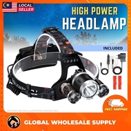 Global Pro Heavy Duty 3 Led 4 Modes Rechargeable LED Headlamp, 10000 Lumens Bright Headlight, with R