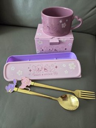 Angel & Stitch Pink Mug and Cutlery Set