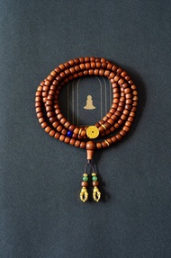 4mm索邁爾 原生老山檀 碧玉古法銀鎏金山鬼花錢設計多圈手串項鍊s