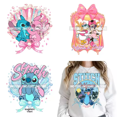 Retro Cartoon Happy Summer Vacation Vibes Coquette Seashells Iron on DTF Heat Transfer Stickers Read