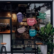 Coffee Shop Creative Decoration Glass Door Coffee Cup Stickers
