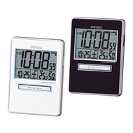 SEIKO Alarm Clock Table Clock Traveler Radio Waves Digital Calendar Temperature Humidity Express Black Metallic SQ699K