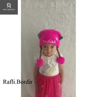 Baby girl braided beanie, selling baby girl beanie with name embroidery