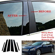 !HOT! 6Pcs Car Door Window Trim Pillar Posts Molding Cover Stickers for Nissan Maxima 2009-2015 Auto