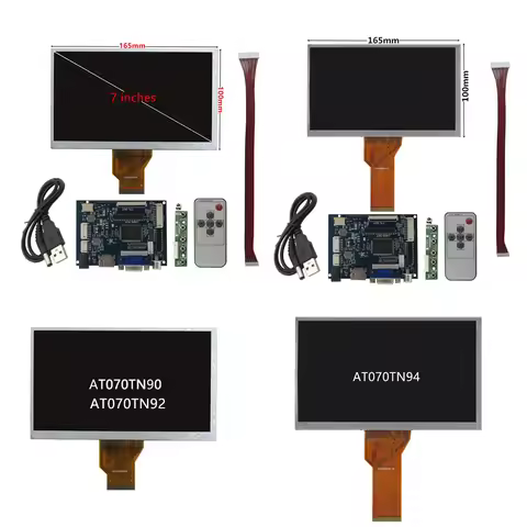 7 inch AT070TN90 94 Monitor Kit HDMI+VGA+2AV Control Driver Board TN LCD Screen Display For Lattepan