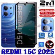 Redmi 15C 2025 kính cường lực chống nhìn trộm 2 trong 1 + Bảo vệ ống kính máy ảnh cho Redmi 15 C 15C