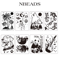 1pc  Palm Trees Stencils 29.7x21cm Plastic Island Sailboat Drawing Painting Stencils Sun Geese Patte