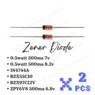 Zener Diode [ 0.5watt 500ma 7v / 0.5watt 500ma 8.2v / 1N4744A / BZX55C10 / BZX97C12V / ZPY6V8 500ma 