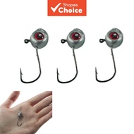 Lead Head Jig Hooks Barbed Root Ned Hook Fishing T-tail Soft Lure Tackle Big Eyes Cangkuk Jig Kepala