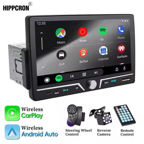 Hippcron Car Radio Stereo Carplay Wireless Android Auto 7" 1 Din HD IPS Touch Screen car intelligent
