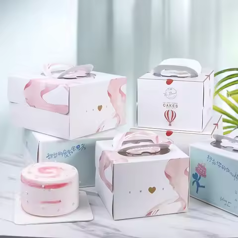 6 inches Cake packing box 20x20x15cm thickening Pink printing visual birthday cake pack boxes baking