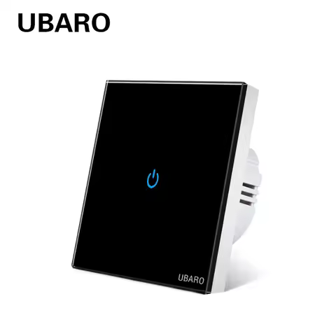 UBARO Eu AC100-240V Tempered Black White Crystal Glass Touch Switch Panel Wall Light Sensor Button 1