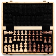 A&A 15" Magnetic Wooden Chess Set/Folding Board / 3" King Height German Knight Staunton Chess Pieces