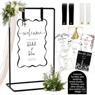 Wedding Sign Holder, Adjustable Welcome to Our Wedding Sign Stand W/Design Bundle & Leather Sign Han