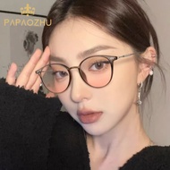 PAPAOZHU Trendy Cyber Celebrity Round Frame Beauty Blush Eyeglasses for Women Girls Chic Makeup Eyew