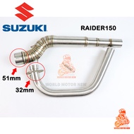 SUZUKI RAIDER 150 FI/CARB 32/51MM Big Elbow Pipe Stainless Steel Exhaust Pipe