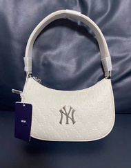正品MLB復古老花金屬皮質腋下包NY洋基隊單肩斜背包手提包