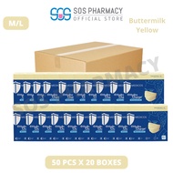 MEDICOS Regular Fit Size M/L 175 HydroCharge 4ply Surgical Face Mask  Buttermilk Yellow  (50's x 20 Boxes) - 1 Carton