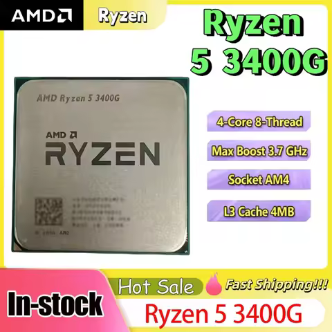 AMD Ryzen 5 3400G R5 3400G AM4 4C8T Base3.7GHz Up To4.2GHz 65W Radeon Vega11 Graphics DDR4 APU Bulk 