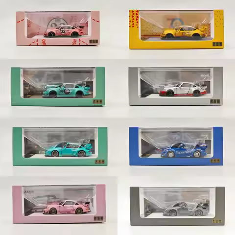 PGM 1:64 RWB Series 930 993 964 Sakura Tiffany Pink Pig Simulation Limited Edition All Open Alloy Me