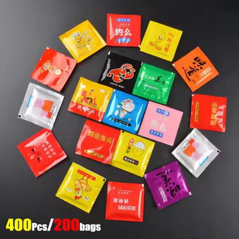 400Pcs/200bags Disposable PE Gloves Individual Package Plastic Gloves Lab Food Grade Hand Gloves