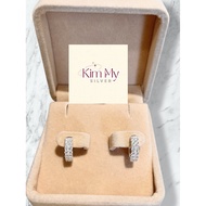 950 Italian platinum silver earrings with 2 very luxurious diamonds