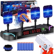 CPSYUB Electronic Shooting Target with Foam Dart and Toy Gun,Auto Reset Digital Targets for Nerf Guns Toys Gifts for 4,5,6,7,8,9,10 Year Old Kids-Boys&amp;Girls,Compatible with Nerf Toys (Black)