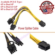 6-Pin / 8-Pin FEMALE PCIe to 2 x 8-Pin (6+2) / 2 x 6-Pin MALE PCIe GPU Graphic Card Splitter Cable
