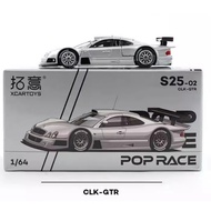 POP race #S25-02 1/64 Mercedes-Benz CLK GTR Roadster Silver AMG Minicar Xcartoys