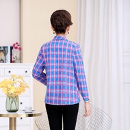 Spring Autumn Plus Size Middle-aged Elderly Plaid Mother's Clothing Middle-aged Women's Grandma's Clothing Summer Shirt Cotton Top