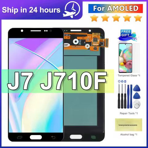 For AMOLED For Samsung J7 2016 J710 LCD Display with Touch Screen Digitizer Assembly SM-J710F J710M 