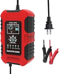 Foxsur 12V 24V 10A Smart Lead Pulse Repair Charger LiFePO4 Motorcycle & Car Battery Charger AGM Deep