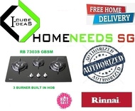 Rinnai RB-7303S-GBSM 3 Burner Built-In Hob  Black Tempered Glass  Authorized Dealer  Free Delivery
