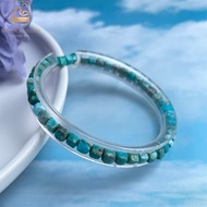 Baceda Natural Crystal Turquoise Faceted Cut Mini Cube Bead Bracelet Good Luck, Prosperity and Happi