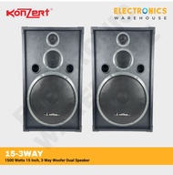 Konzert D-15 3-Way Speaker,1500W,15-Inch 3 Way Woofer Dual Speaker (Pair Speaker)