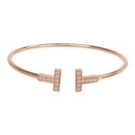 TIFFANY＆CO 18K玫瑰金T Wire Bracelet鑽石手鐲