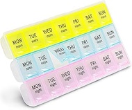 Pill Organizer 3 Times a Day, Weekly Medicine Organizer Pill Boxes, 7 Day Large Pill Holder Organize