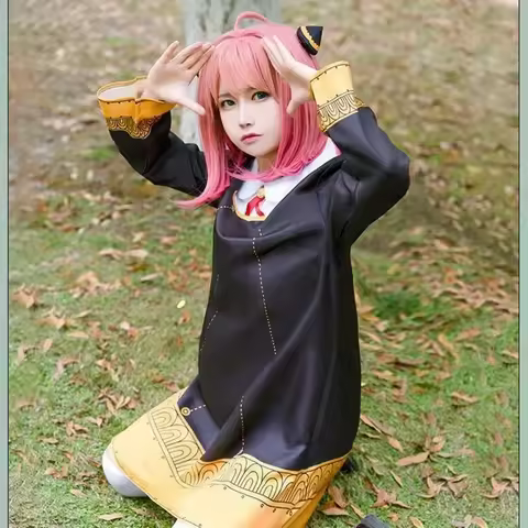 2025halloween Anime Spy x Family Anya Forger Cosplay Costume Kids Adults Black Dress Kawaii Girls Wo