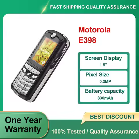 Refurbished Unlocked Motorola E398 Original Loudspeaker Bluetooth 0.3MP 1.9" inches Phone 830mAh 2G 