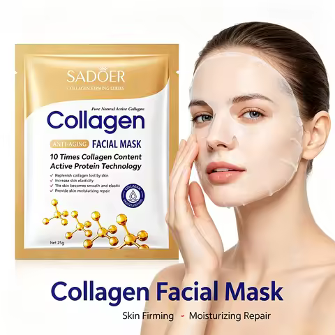 5/10Pcs SADOER Collagen Facial Mask Hydrating Firming Glowing Nourishing Soft Skin Care Sheet Mask