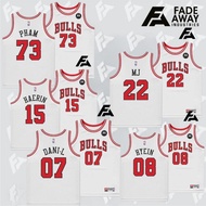 NEWJEANS CHICAGO BULLS WHITE BASKETBALL JERSEY FULL PRINTING