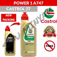 ORIGINAL CASTROL POWER 1 A747 2T ENGINE OIL 1L 2 STROKE MINYAK HITAM MOTOR