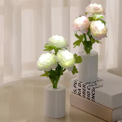 LED Simulation Flower Lamp Warm Light Peony Atmosphere Light Besides Flower Lamp for Valentines Chri