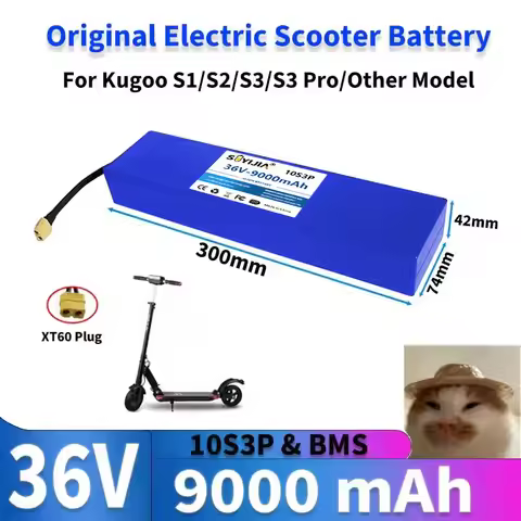 Upgraded 36V Original Battery 9Ah Electric Scooter Battery 36V 18650 Lithium 10S3P Upgraded Replacem