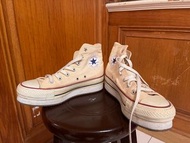 [Converse]all star米黃色厚底高筒帆布鞋