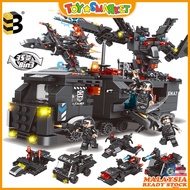 Little SWAT Pioneer  Building Blocks City Police Deformed Mobile Command Vehicle Lot Minifigures Car